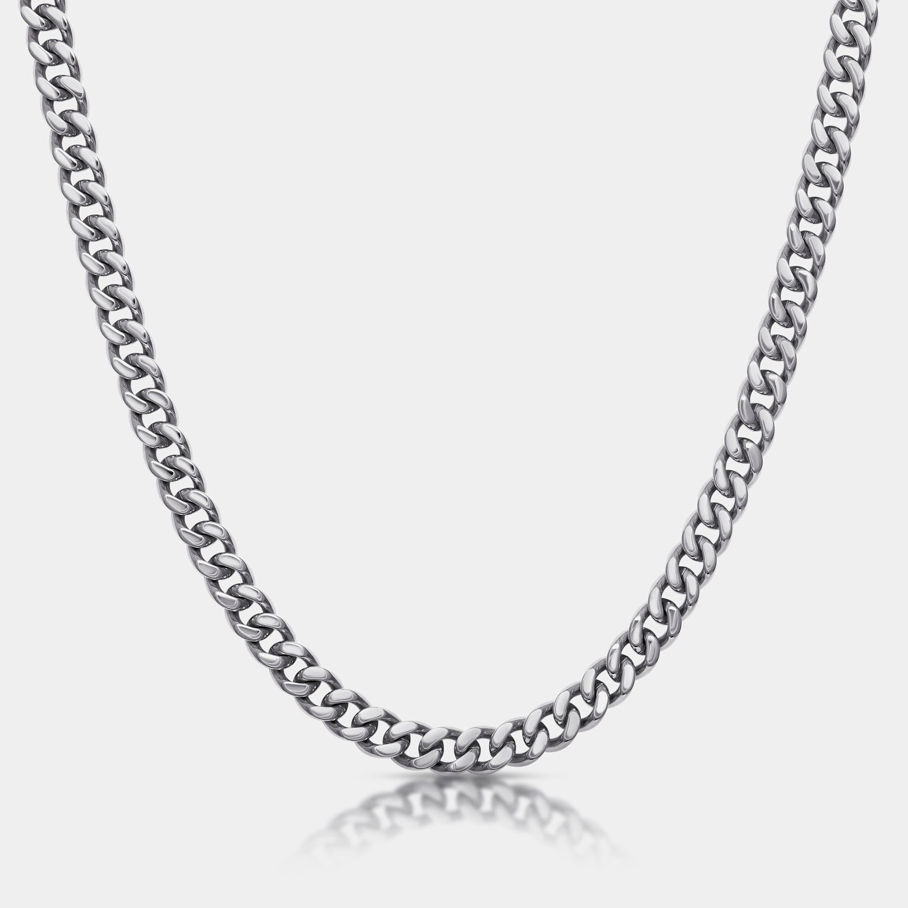 Cuban Chain Necklace Silver (8mm) - Elegatto