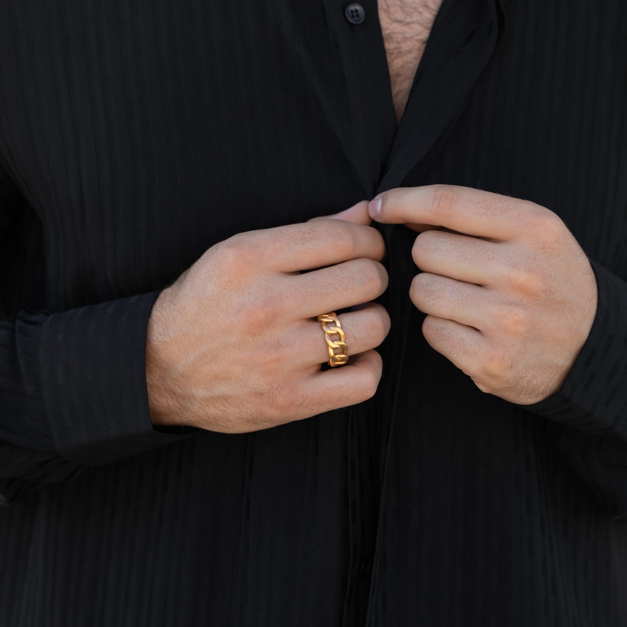 Cuban Ring Brushed Gold - Elegatto