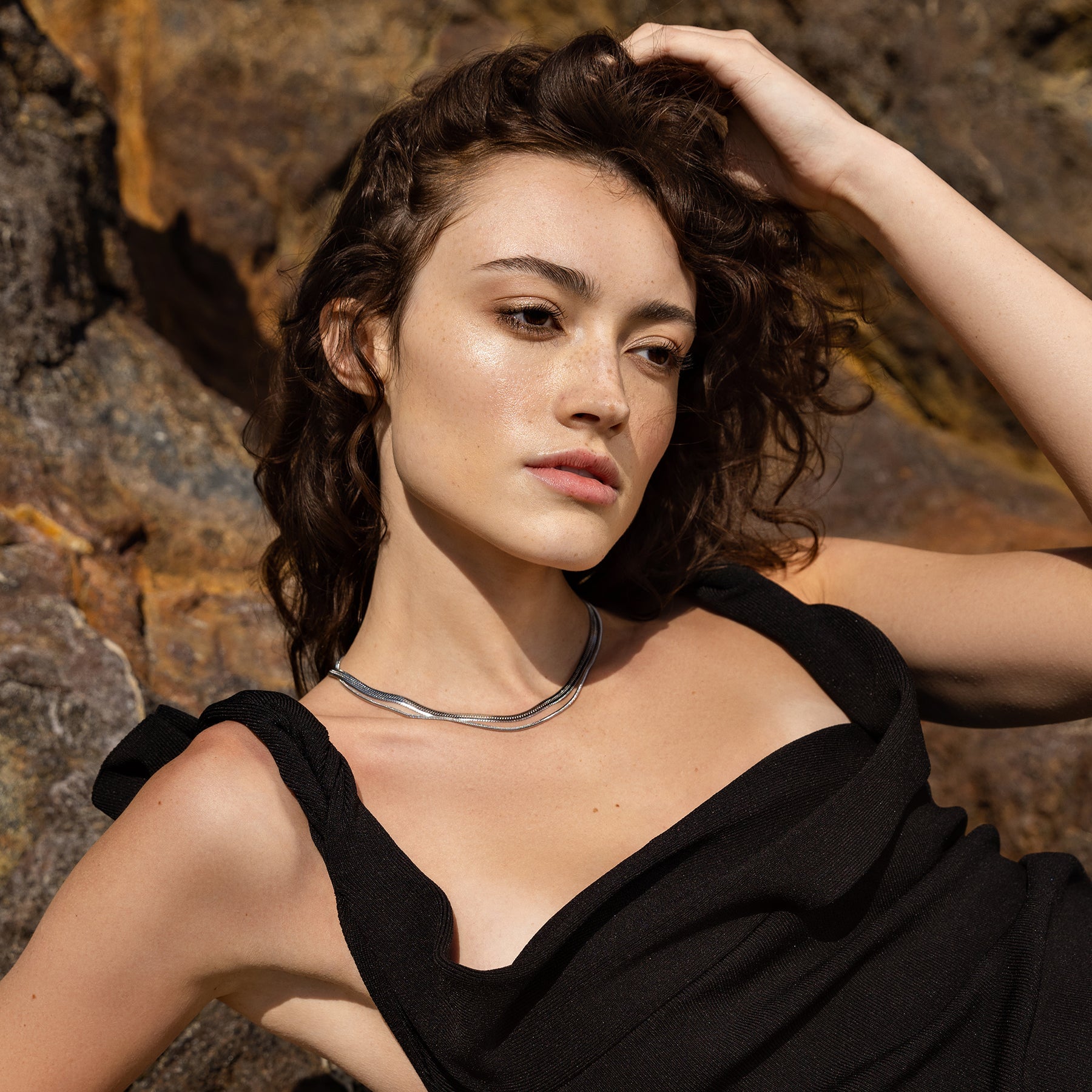 Herringbone Chain Necklace Silver - Elegatto