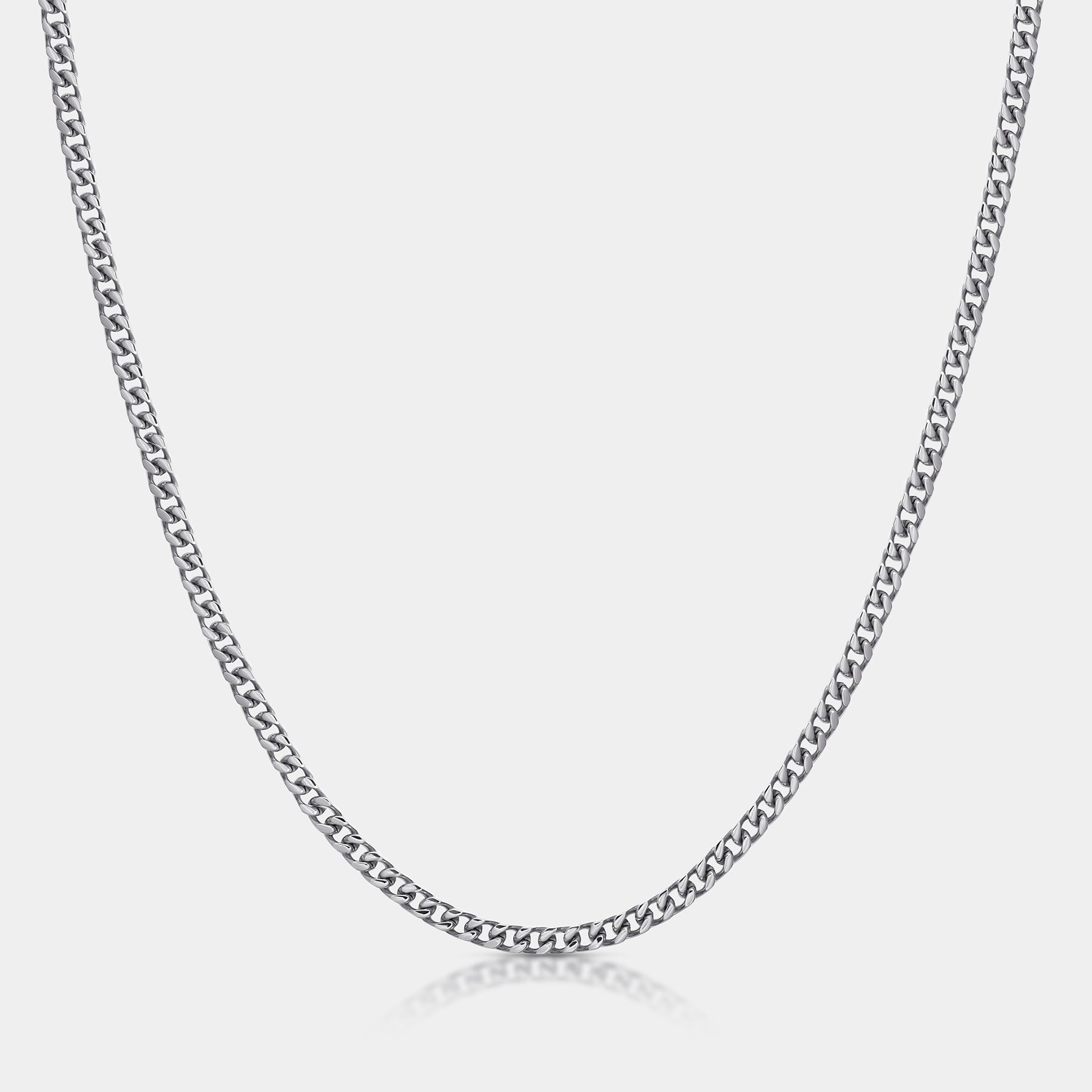 Cuban Chain Necklace Silver (4mm) - Elegatto