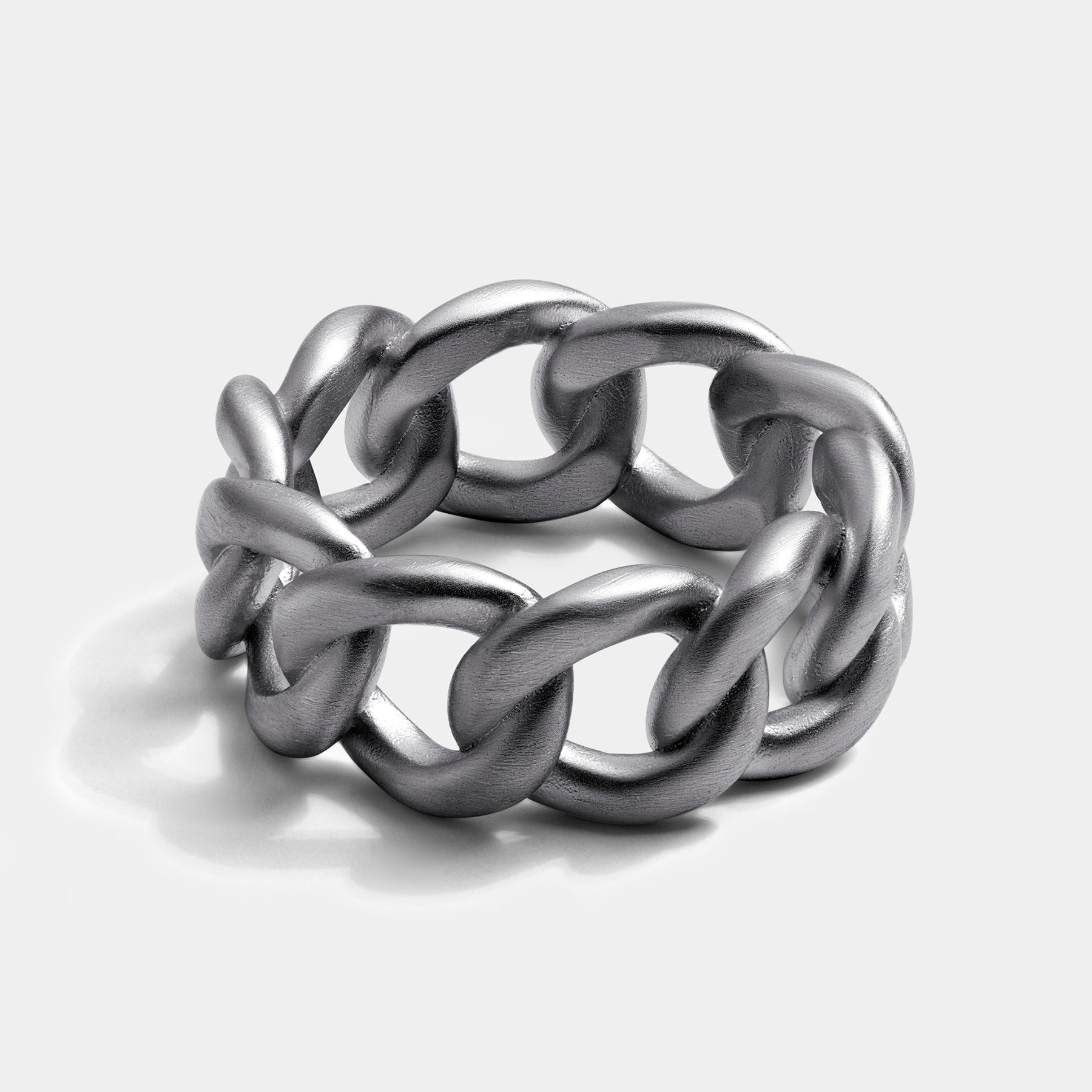 Cuban Ring Brushed Silver - Elegatto