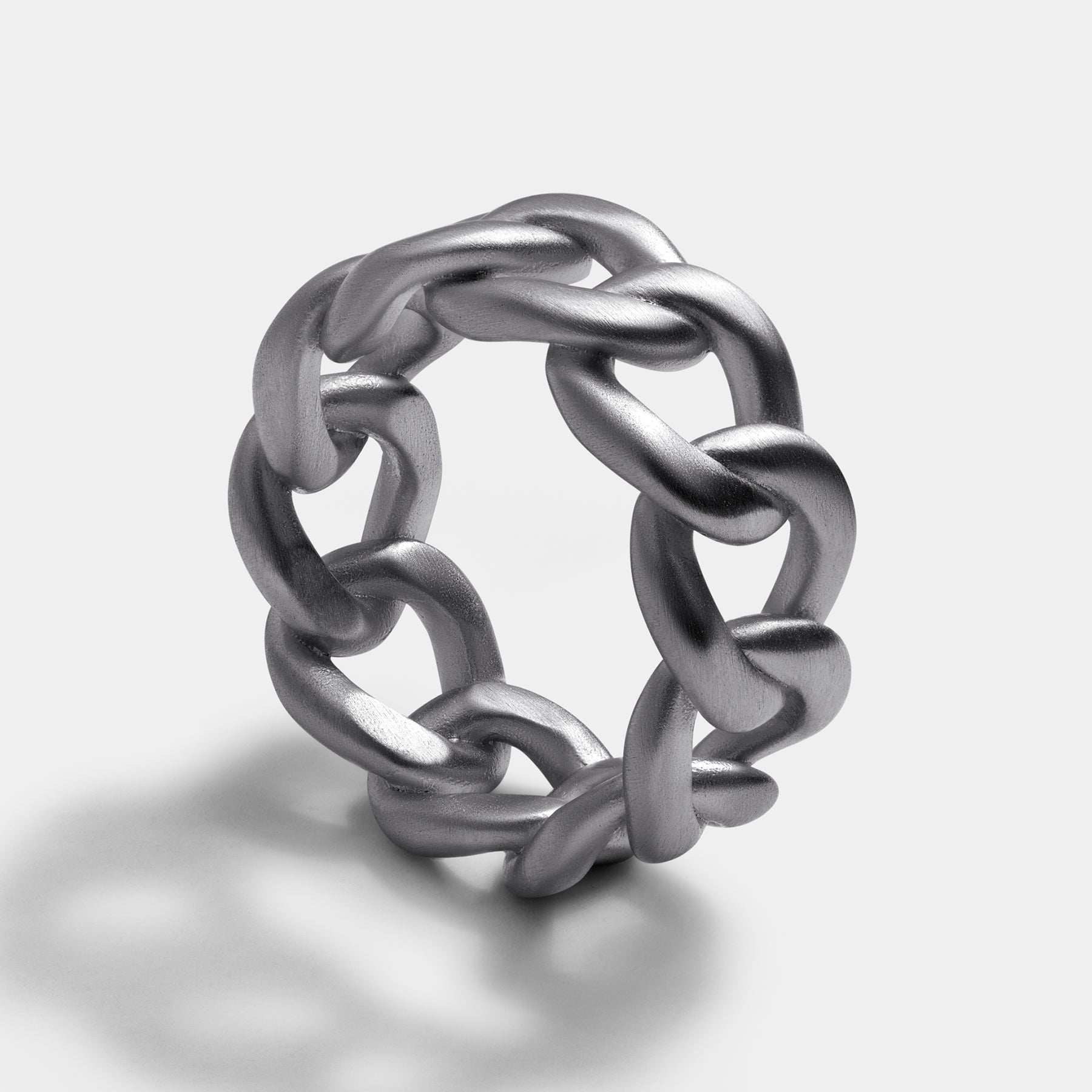 Cuban Ring Brushed Silver - Elegatto