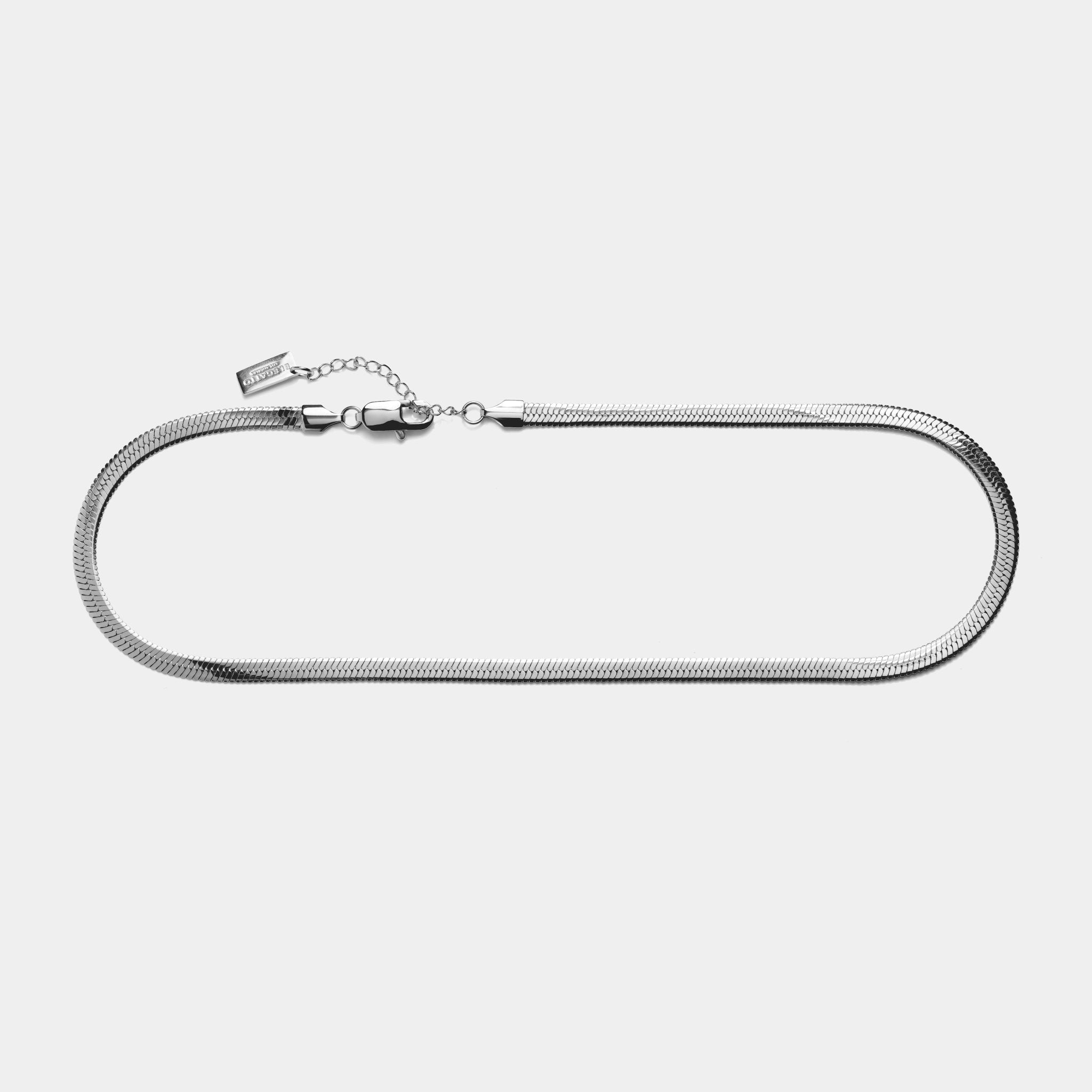 Herringbone Chain Necklace Silver - Elegatto