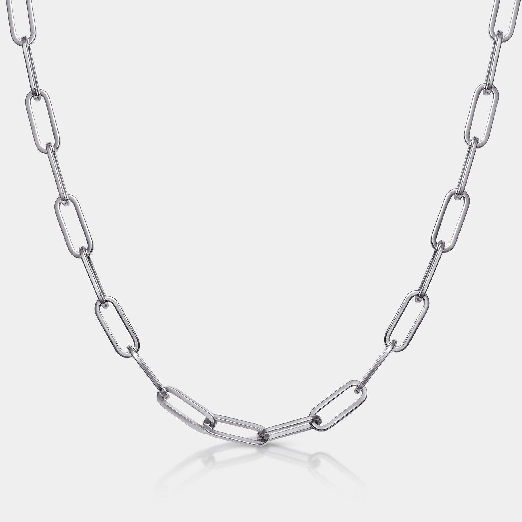 Paperclip Necklace Silver W - Elegatto