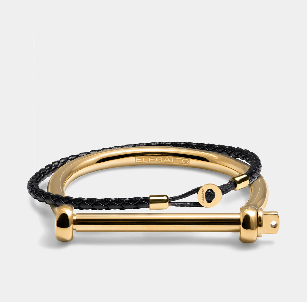 Uno & Bangle Gold Bracelets - Elegatto